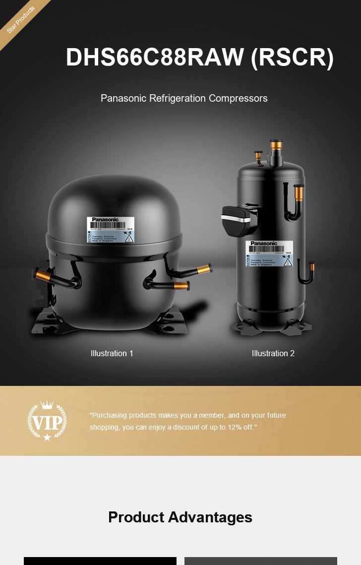 Panasonic Compressor DHS66C88RAW (RSCR), technical parameters pdf, structure diagram